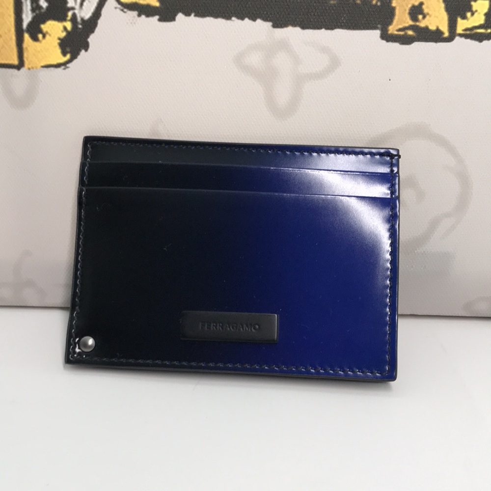 New Authentic Salvatore Ferragamo Blue Card Holder - Picture 4 of 7